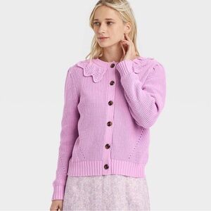 Who What Wear Lilac Button-Up Cardigan